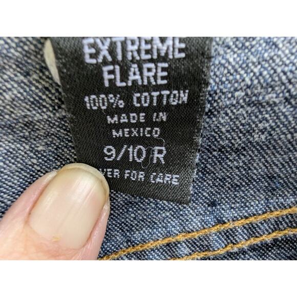 Express Extreme Flare Jeans Womens Size 9/10 L Blue Denim Precision Fit Basic - Picture 7 of 9